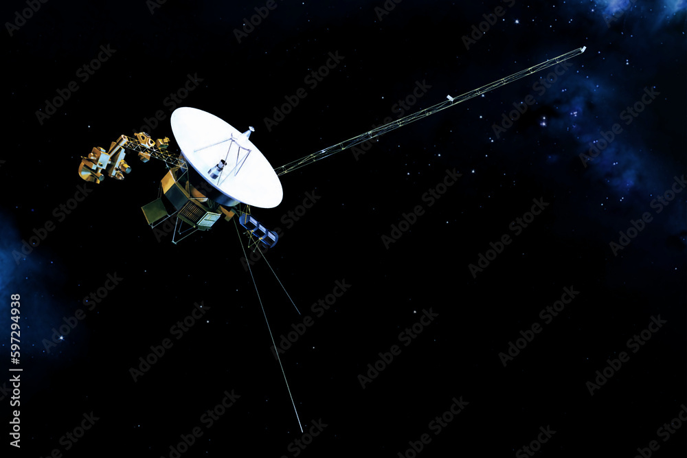 Wall mural a space probe in deep space. elements of this image furnished nasa.