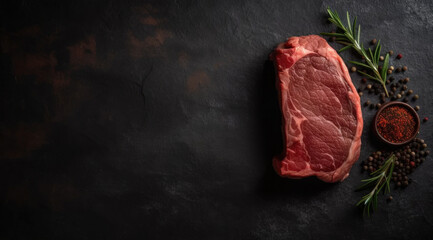 A Raw Steak on Slate Background