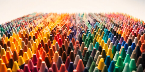 Obraz premium many colorful crayons are lined up on a white background