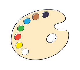 Painting art palette with oil, acrylic or gouache paint colors swatches isolated vector illustration.