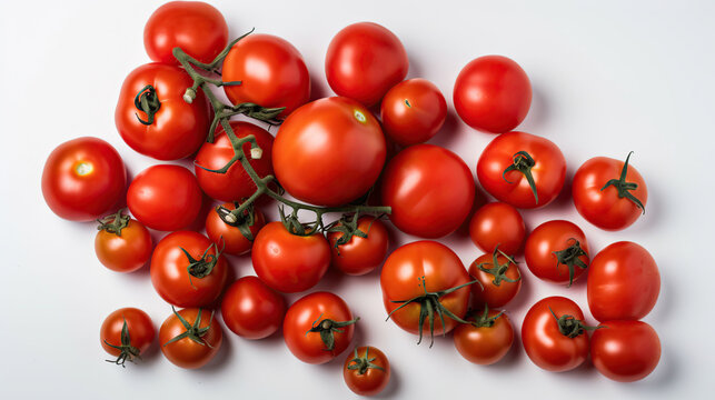 Fresh tomatoes on white background, generative ai