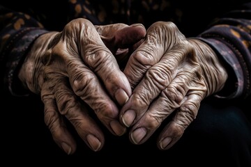 illustration, hands of an old woman,generative ai
