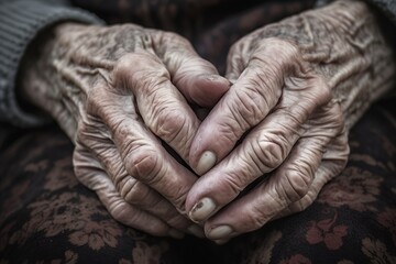Fototapeta premium illustration, hands of an old woman,generative ai