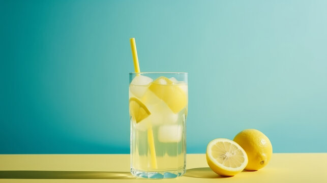 Cool lemonade background. Illustration AI Generative.