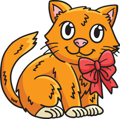Cute Kitten Cartoon Colored Clipart Illustration