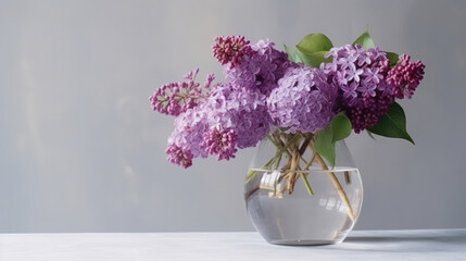 Lilac flower bouquet. Illustration AI Generative.