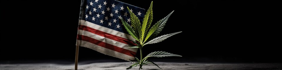 illustration, cannabis with american flag, concept of accepting ,generative ai