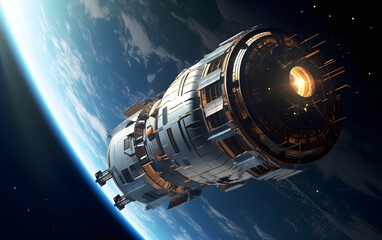 Fototapeta premium spaceship in earthern orbit