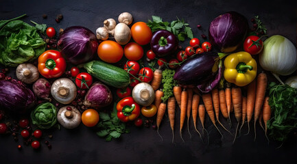 Vegetables on a Slate Background.