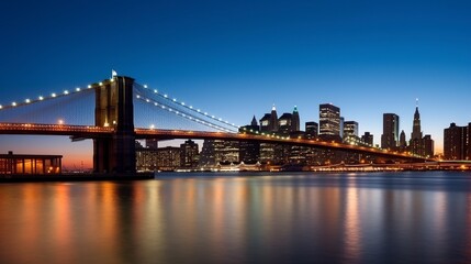 Fototapeta na wymiar illustration, brooklyn bridge in new york, generative ai