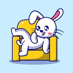 Free vector cute enjoys bunny cartoon icon illustration. animal icon concept isolated. flat cartoon style