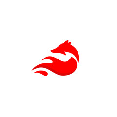 Fire Red Fox vector logo template.