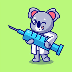 Free vector cute doctor koala cartoon icon illustration. animal icon concept isolated. flat cartoon style