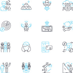 Productivity metrics linear icons set. Efficiency, Outputs, Metrics, Results, Performance, KPIs, Goals line vector and concept signs. Targets,Time,Effectiveness outline illustrations