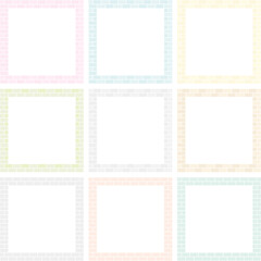 カラフルなレンガ・タイル柄の飾り枠セット スクエア