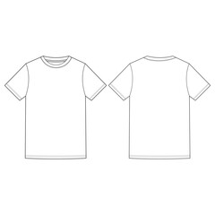 Blank White T-shirt Design Vector Transparent Template, White Background, Front and Back View