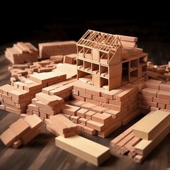 building house - bricks and project for construction industry. generative ai