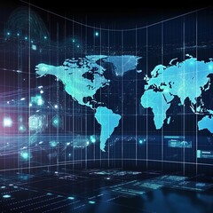 Obraz premium world map on digital background. generative ai