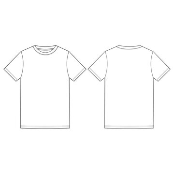 Blank White T-shirt Design Vector Transparent Template, White Background, Front and Back View
