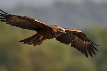 Obraz premium Black Kite (Eurasia, Australia) - A bird of prey with a distinctive forked tail (Generative AI)