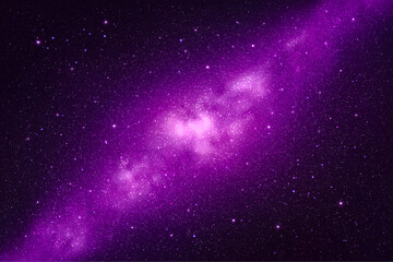 Purple night starry sky. Milky Way and stars. Space vector background