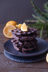 Bake chocolate wafers with orange syrup