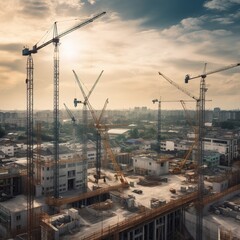 construction site with crane. generative ai