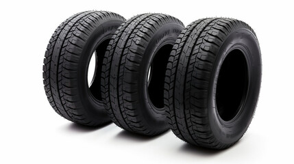 Black tires isolated on white background, generative ai