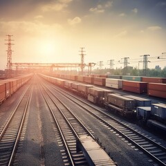 Fototapeta na wymiar concept of train goods containers logistics transportation import export import. generative ai