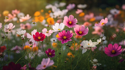 Field of cosmos flower, generative ai