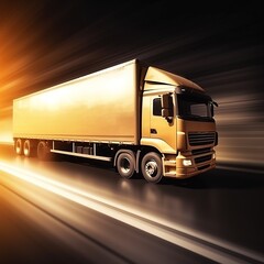 Transportation of cargo by lorry in motion. generative ai
