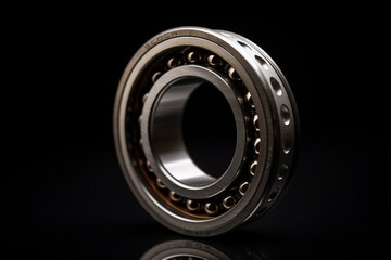 A 3D model of a metal bearing on a black background. Generative AI