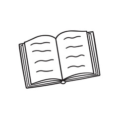 Library book doodle. Hand drawn vector illustration isolated on white background.