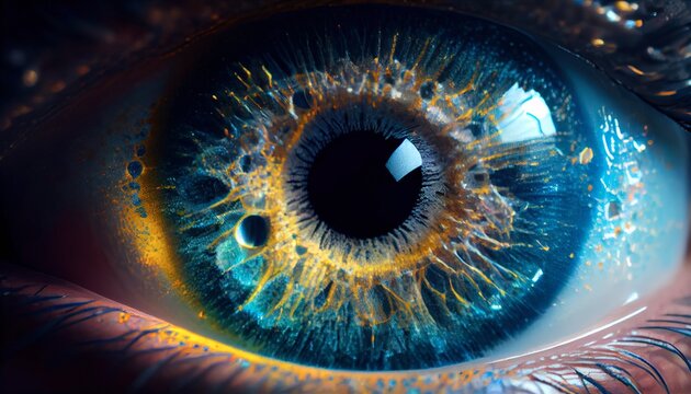 Mesmerizing Extreme Close-Up of Eye, Captivating Reflections, Soulful Windows, High-Resolution Macro Photography. Generative AI