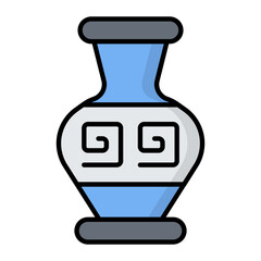 Old Vase Line Color Icon