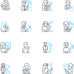 Entrepreneur linear icons set. Innovator, Risk-taker, Dreamer, Visionary, Opportunist, Ambitious, Creative line vector and concept signs. Self-starter,Motivated,Resilient outline illustrations