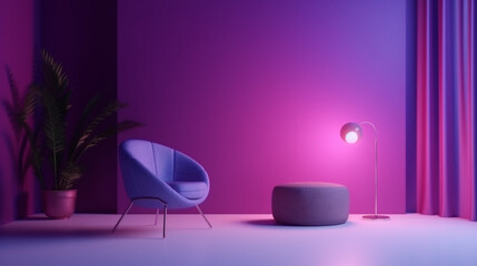 Relaxing Purple Studio with Gradient Background Generative AI