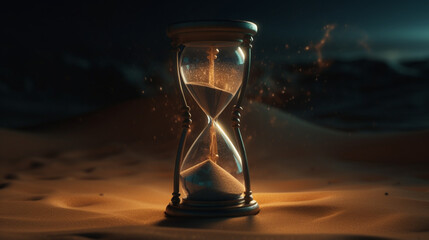 Sands of Time in Glowing Hourglass Generative AI