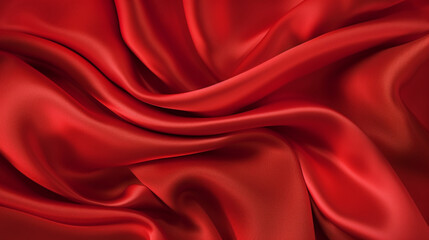 Scarlet Elegance, Vibrant Red Silk Fabric Background Generative AI