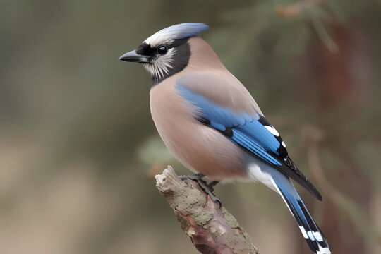 Eurasian Jay (Europe, Asia) - A colorful bird with distinctive blue and black markings (Generative AI)