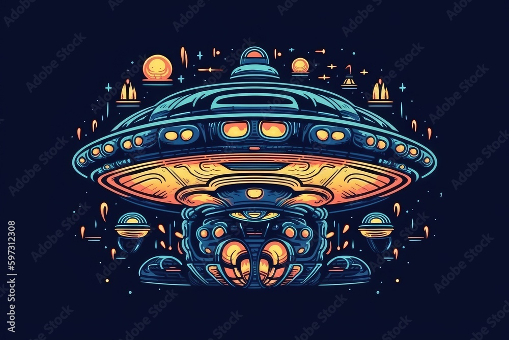 Wall mural futuristic spaceship soaring through a starry sky. generative ai