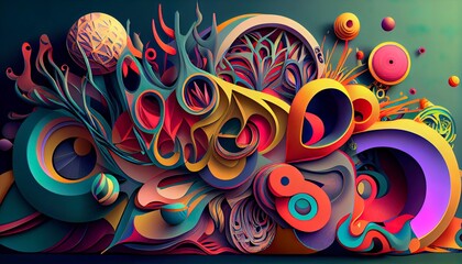 Dreamlike Kaleidoscopic Abstract Art: Intricate Patterns, Vibrant Colors, and Captivating Visual Exploration. Generative AI