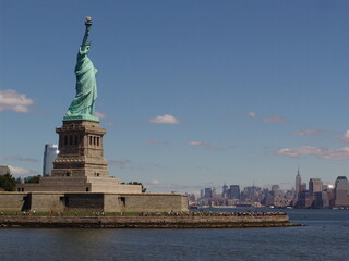 Statue of liberty on a sunny day NYC