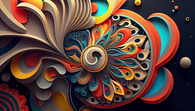 Dreamlike Kaleidoscopic Abstract Art: Intricate Patterns, Vibrant Colors, and Captivating Visual Exploration. Generative AI