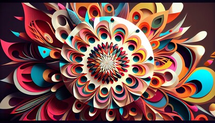 Dreamlike Kaleidoscopic Abstract Art: Intricate Patterns, Vibrant Colors, and Captivating Visual Exploration. Generative AI