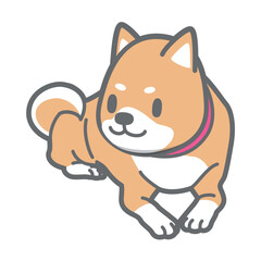 伏せをする柴犬のベクターイラスト