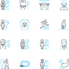 Career mentoring linear icons set. Guidance, Development, Coaching, Improvement, Progress, Advancement, Direction line vector and concept signs. Insight,Navigation,Support outline illustrations