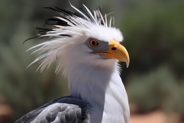 Obraz premium Secretary Bird (Africa) - A large bird of prey with long legs and a distinctive crest of feathers on their head (Generative AI)