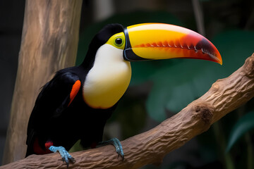 Toco Toucan (South America) - A large, colorful bird with a large, colorful bill (Generative AI)