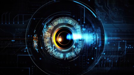 Obraz premium Close-up of an electronic eye, Generative AI, Generative, AI